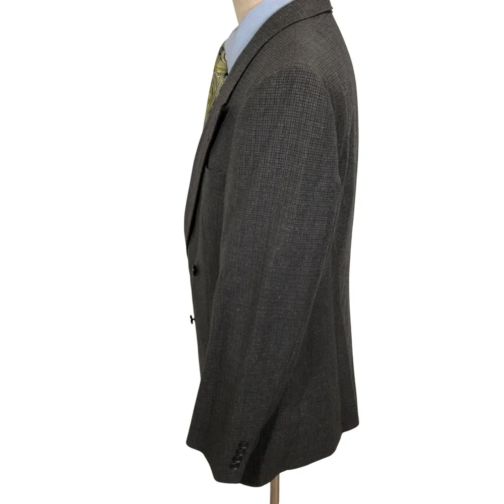 Pierre Cardin Bachrach Blazer Mens 42R Gray Houndstooth Double Breasted‎ USA VTG
